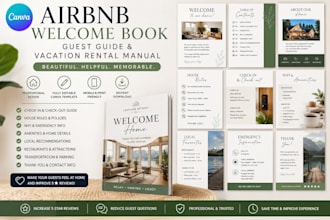 create canva airbnb welcome book guest guide design vacation rental house manual