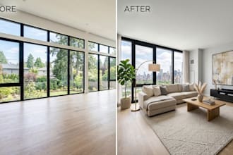 virtual staging empty rooms with realistic furniture for real estate