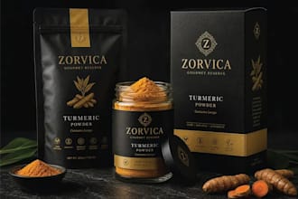 do food jar label design, coffee box label and mylar bag packaging mockup