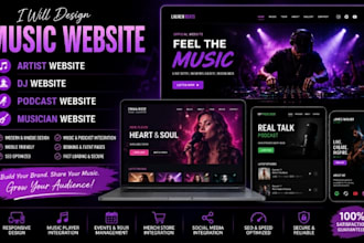 music website, artist website, dj website, podcast website, musician website
