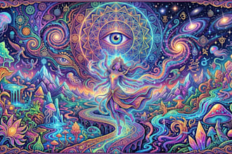 do amazing psychedelic and trippy illustration