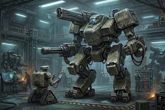 design sci fi mecha and robot concept art
