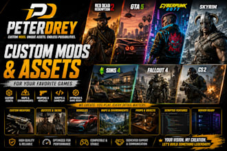create mods assets weapons maps scripts for gta 5 rdr2 cyberpunk sims 4 skyrim