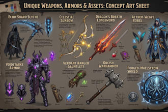design unique weapons, armors and game assets concept arts