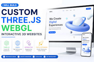 build custom threejs, webgl, interactive 3d websites
