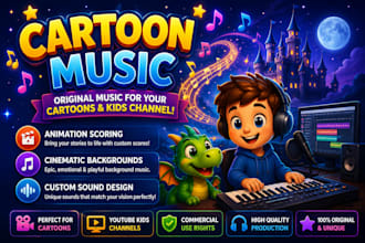 produce original cartoon music and kids songs for your channel
