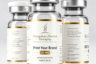 create peptide label design, vial label and 3d product packaging