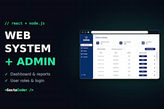 a custom web system with admin panel in react and node js