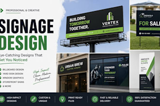 design billboard, yard sign, signage design, window graphics and storefront sign