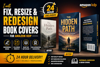 fix, resize and redesign book covers for amazon KDP