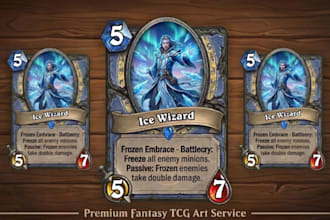 custom trading card game illustration, dnd, ccg, mtg tabletop game card template