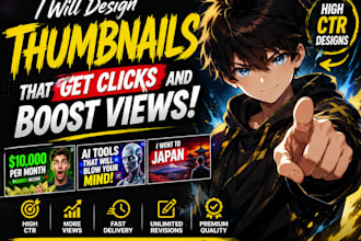 design mind blowing  thumbnails in 2 hours only