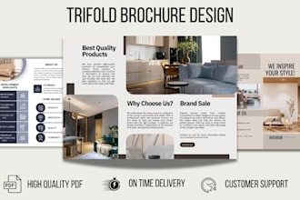 design an editable canva product catalog, brochure, bifold and trifold