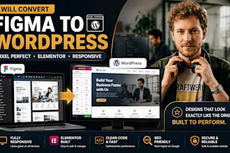 convert figma, adobe xd, sketch or psd to wordpress elementor website