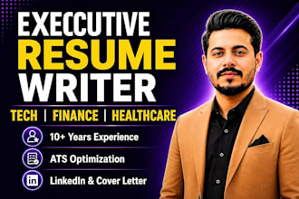 write executive tech, finance, and healthcare ats resumes and cover letter