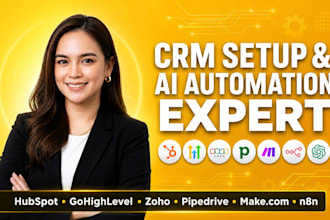 setup hubspot ghl zoho CRM pipedrive integrate make n8n ai chatbot automation