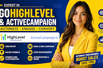 gohighlevel setup crm automation workflows sales funnel activecampaign