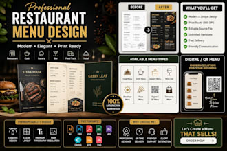 design modern restuarant menu, cafe menu, food menu, digital menu, catalog