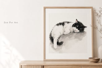 draw a custom traditional chinese ink pet portrait
