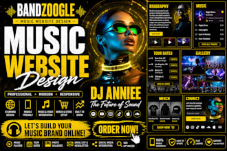 design bandzoogle website, dj website, music website, redesign merch store, epk