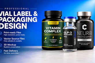 do premium vial label design, peptide label, vial label, peptide vial label