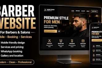 create a modern barber shop or salon landing page website