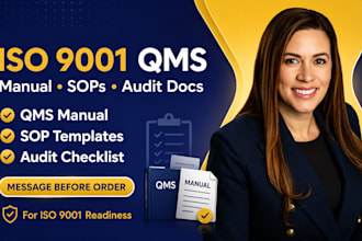 prepare iso 9001 qms manual, sops, risk register, and audit documents