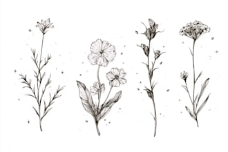do botanical illustration of flower illustration logo