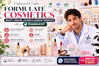 formulate cosmetics, beauty creams, lotions and makeup products as a pharmacist