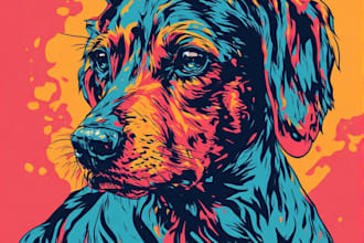 draw custom pet portrait in pop art style illustration