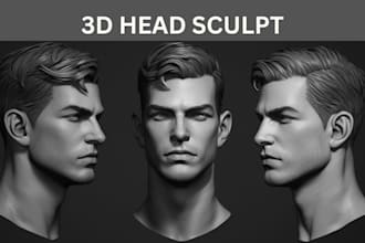 create stylized 3d head sculpt character bust fantasy 3d model for games and clt