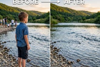 professionally remove objects background or unwanted people
