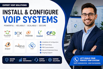 install voip, freepbx, 3cx cfd, zoiper, asterisk, magnus billing and issabel