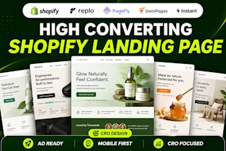 design high converting shopify landing page with replo pagefly gempages and cro