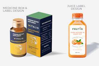 design medicine box die cut and juice label packaging