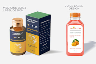 design premium medicine box and juice label packaging