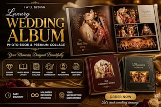 design a luxury wedding album and photo book layout
