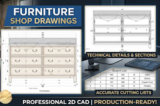 vanity shop drawings, cad joinery drawings, and cabinet detailing