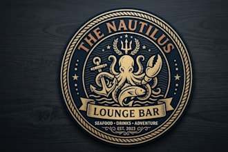 create a emblem seafood logo for lounge bars