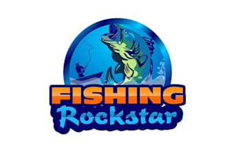 design high quality fishing rock star logo