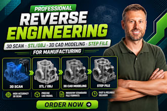 do reverse engineering 3d scan stl to cad modeling step file for manufacturing