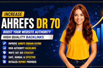 increase ahrefs DR 70 domain rating with seo backlinks