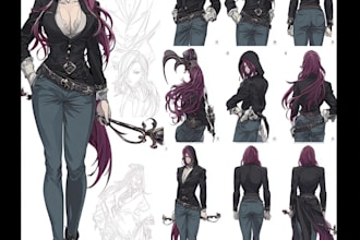 draw anime character sheet for you
