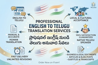 do professional english to telugu translation
