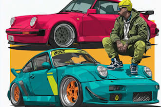 draw vector art cartoon from your car or any vehicle