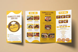 design bifold or trifold restaurant menu print ready