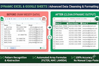 do data cleansing and consolidation on excel or google sheet