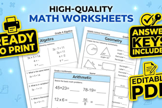 create custom math worksheets, practice tests, and quizzes