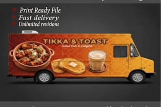 create a food truck wrap, food van wrap,truck wrap for your car, van