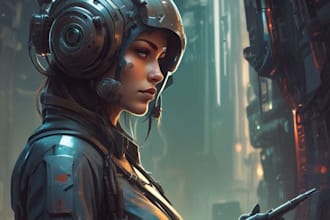 create an sci fi character illustration or sci fi character